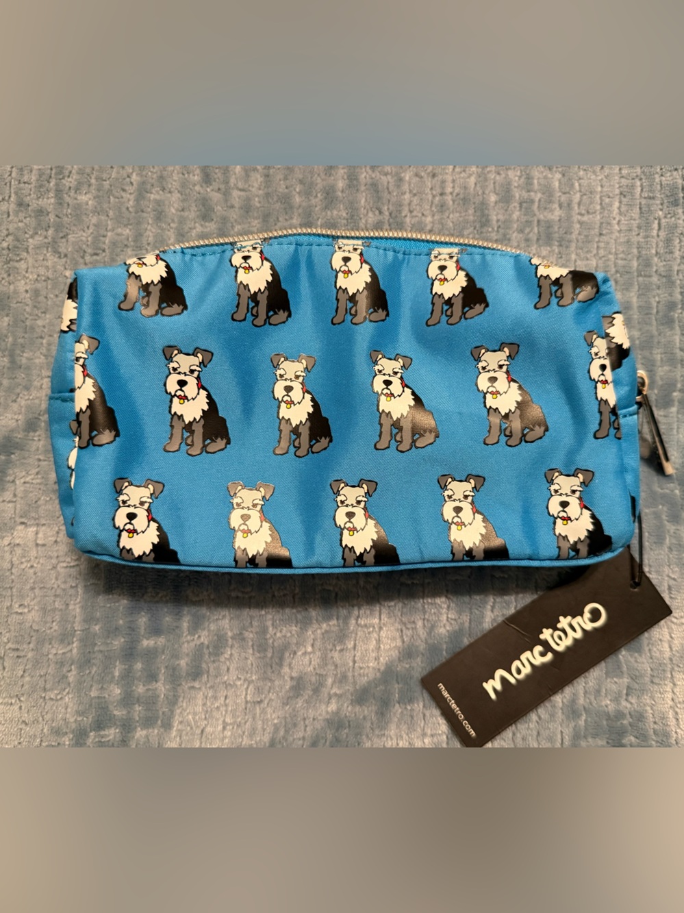 Marc Tetro Blue Dog Print small Cosmetic Pouch